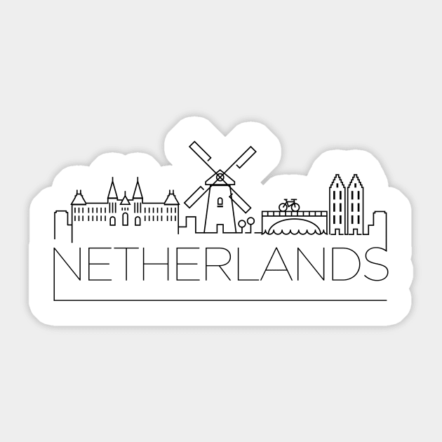 Netherlands Minimal Skyline Sticker by kursatunsal